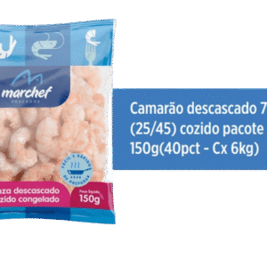 Camarão Cinza Descascado Cozido Congelado 71/150 — Pacote 150g