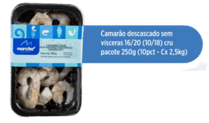Camarão Descascado Sem Vísceras 16/20 (10/18) Cru — Pacote 250g