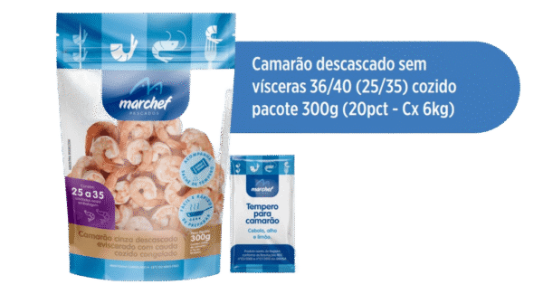 Camarão Descascado Sem Vísceras 36/40 (25/35) Cozido — Pacote 300g