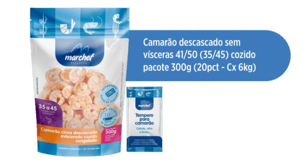 Camarão Descascado Sem Vísceras 41/50 (35/45) Cozido — Pacote 300g