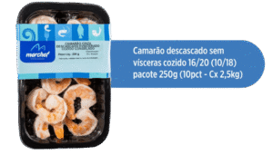 Camarão Descascado Sem Vísceras Cozido 16/20 (10/18) — Pacote 250g