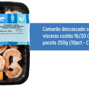 Camarão Descascado Sem Vísceras Cozido 16/20 (10/18) — Pacote 250g