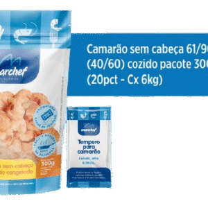 Camarão Sem Cabeça 61/90 (40/60) Cozido — Pacote 300g