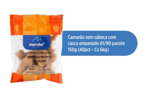 Camarão Sem Cabeça com Casca Empanado 61/90 — Pacote 150g
