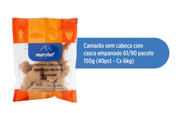Camarão Sem Cabeça com Casca Empanado 61/90 — Pacote 150g