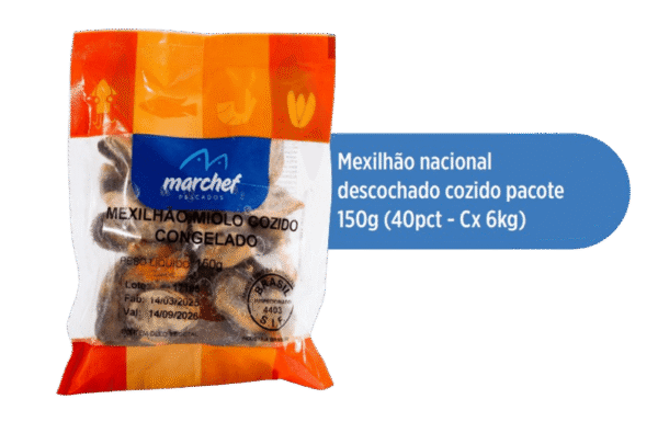 Mexilhão Nacional Desconchado Cozido — Pacote 150g