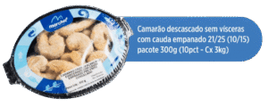 Camarão Descascado Sem Vísceras com Cauda Empanado 21/25 (10/15) — Pacote 300g