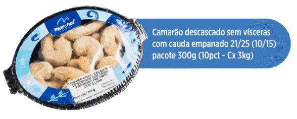 Camarão Descascado Sem Vísceras com Cauda Empanado 21/25 (10/15) — Pacote 300g