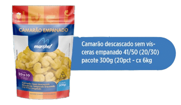 Camarão Descascado Sem Vísceras Empanado 41/50 (20/30) — Pacote 300g