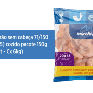Camarão Cinza Sem Cabeça Cozido Congelado 71/150 — Pacote 150g