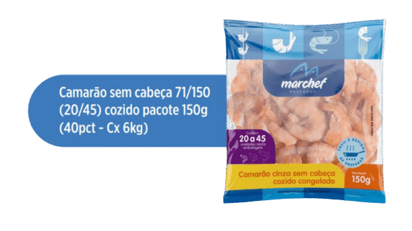 Camarão Cinza Sem Cabeça Cozido Congelado 71/150 — Pacote 150g