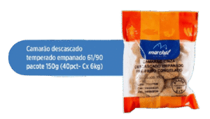 Camarão Descascado Temperado Empanado 61/90 — Pacote 150g
