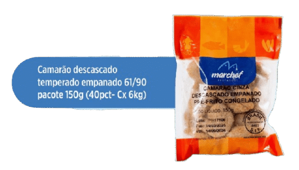 Camarão Descascado Temperado Empanado 61/90 — Pacote 150g