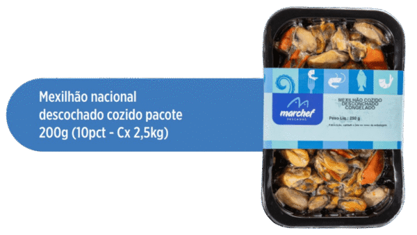 Mexilhão Nacional Desconchado Cozido — Pacote 200g