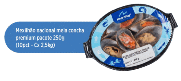 Mexilhão Nacional Meia Concha Premium — Pacote 250g