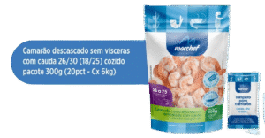 Camarão Descascado Sem Vísceras com Cauda 26/30 (18/25) Cozido — Pacote 300g
