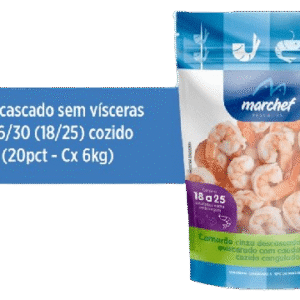 Camarão Descascado Sem Vísceras com Cauda 26/30 (18/25) Cozido — Pacote 300g