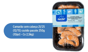 Camarão Sem Cabeça 21/25 (12/15) Cozido — Pacote 250g