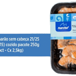 Camarão Sem Cabeça 21/25 (12/15) Cozido — Pacote 250g