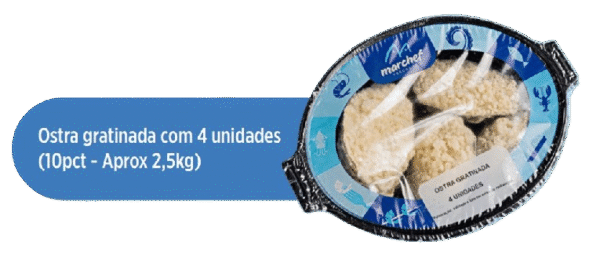Ostra Gratinada com 4 Unidades — Pacote (10pct - Aprox. 2,5kg)